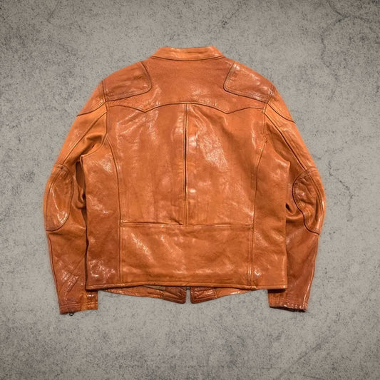 Japanese Vintage Brown Biker Leather Jacket
