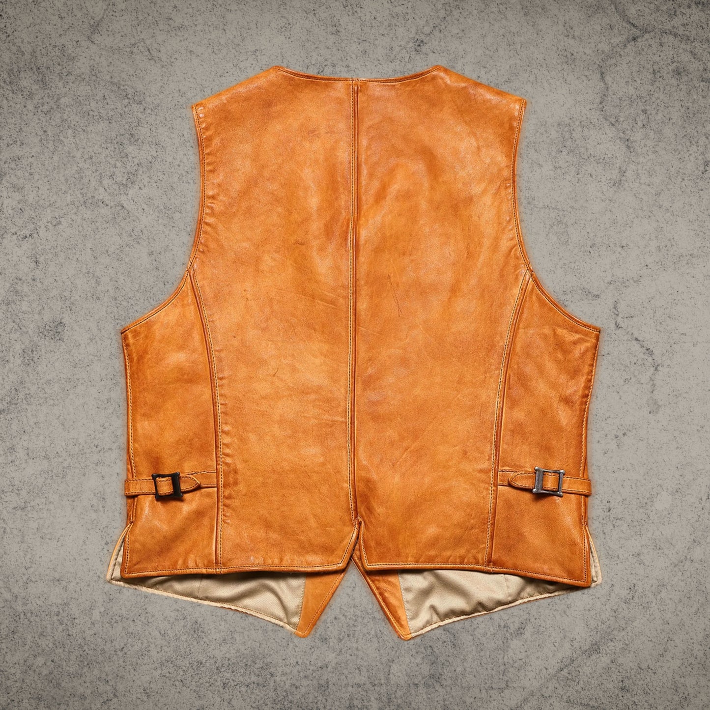 Tan Western Leather Motorcycle Vest