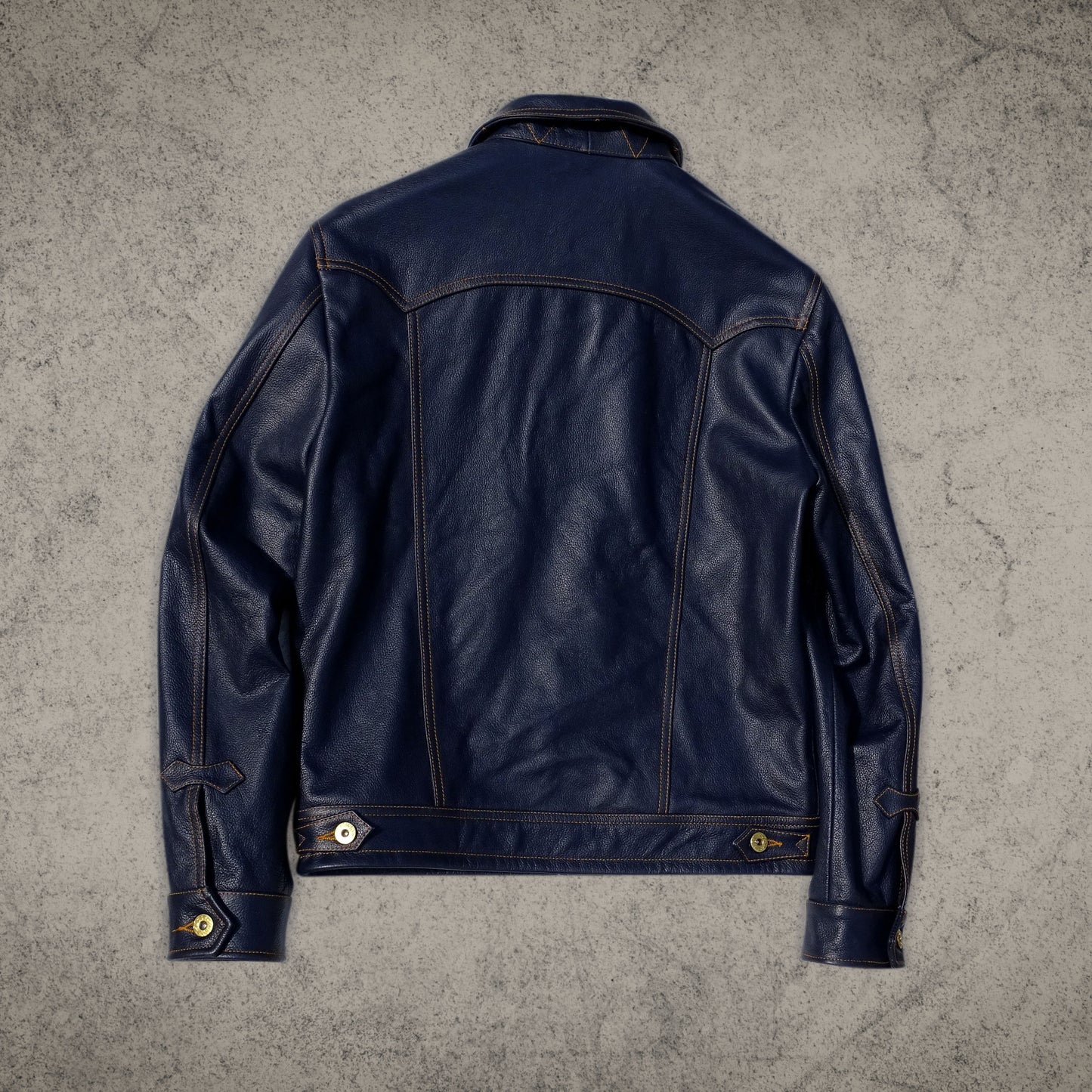 Vintage Blue Leather Biker Jacket Shirt