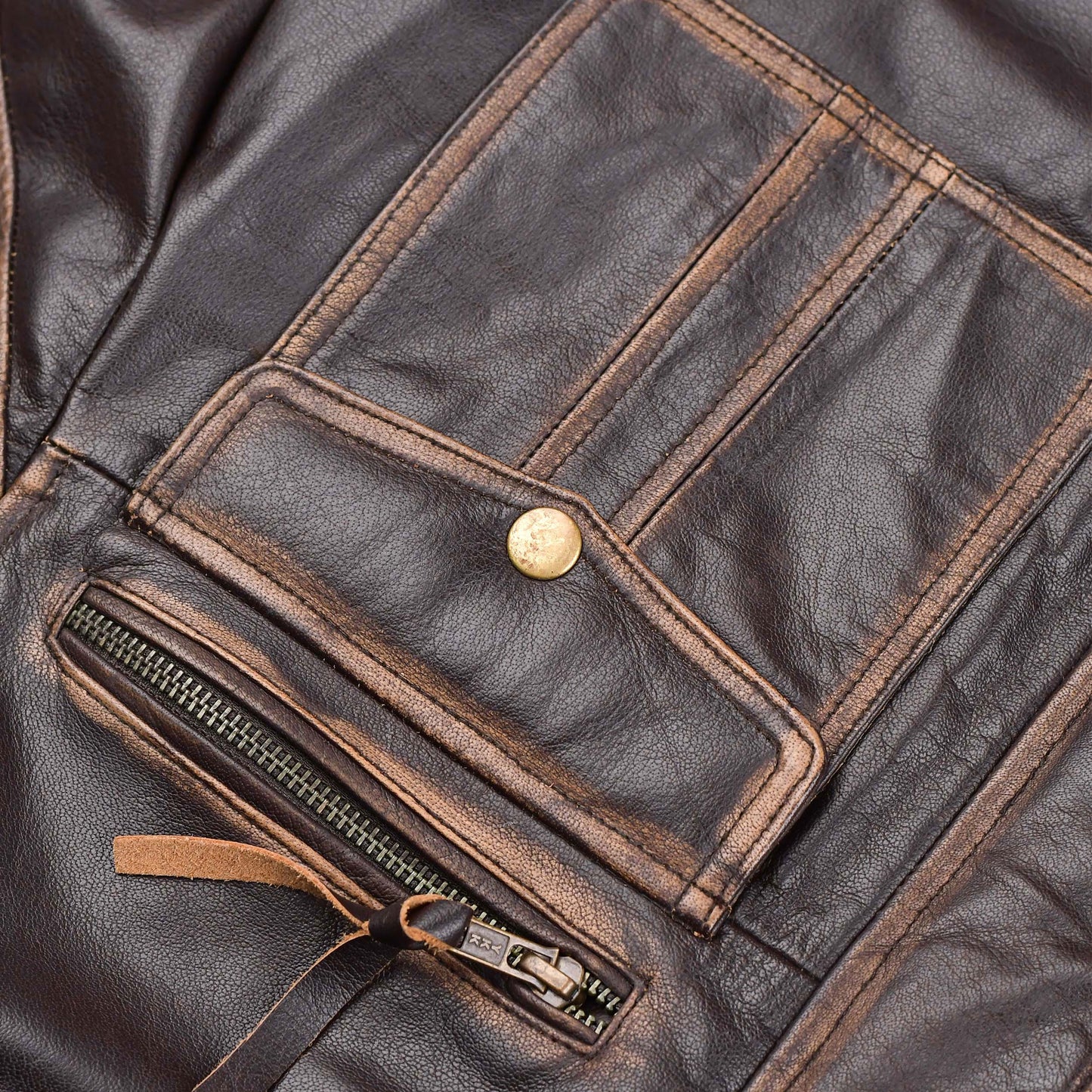 Distressed Leather Motorcycle Jacket Mens