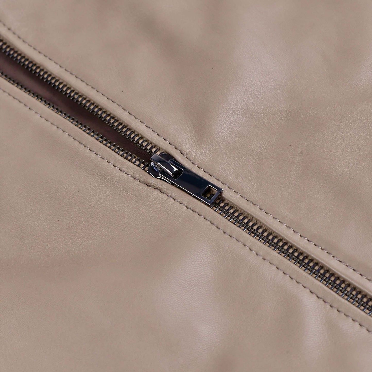 Mens Beige Leather Biker Jacket