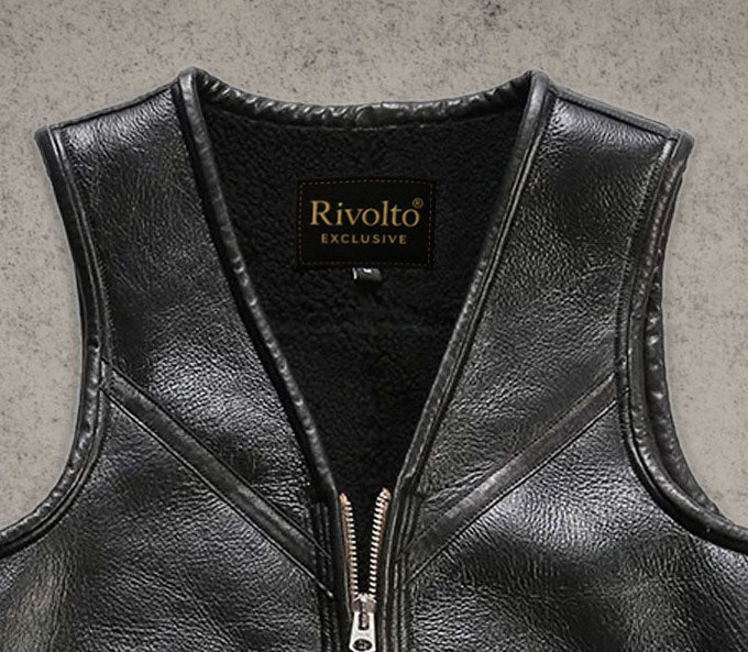 Black Leather Fashion Vest For Womens