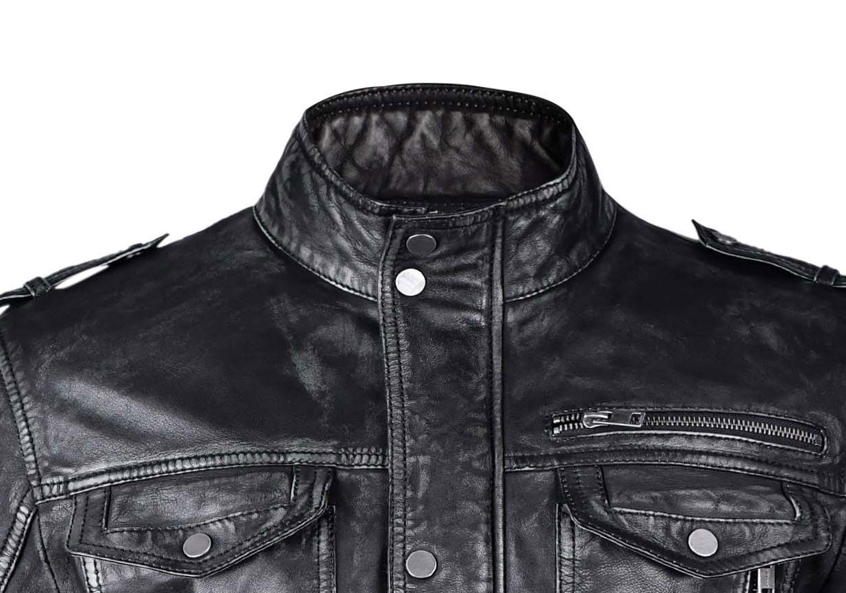 Mens Aviator Black Long Leather Jacket