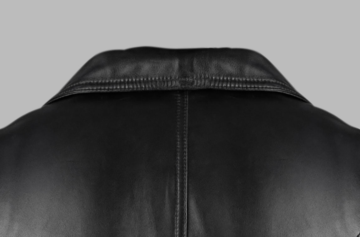 Black Cropped Leather Biker Jacket For Women