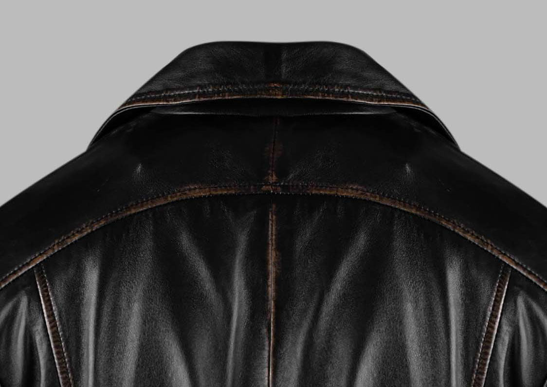 Distressed Brown Leather Jacket For Women