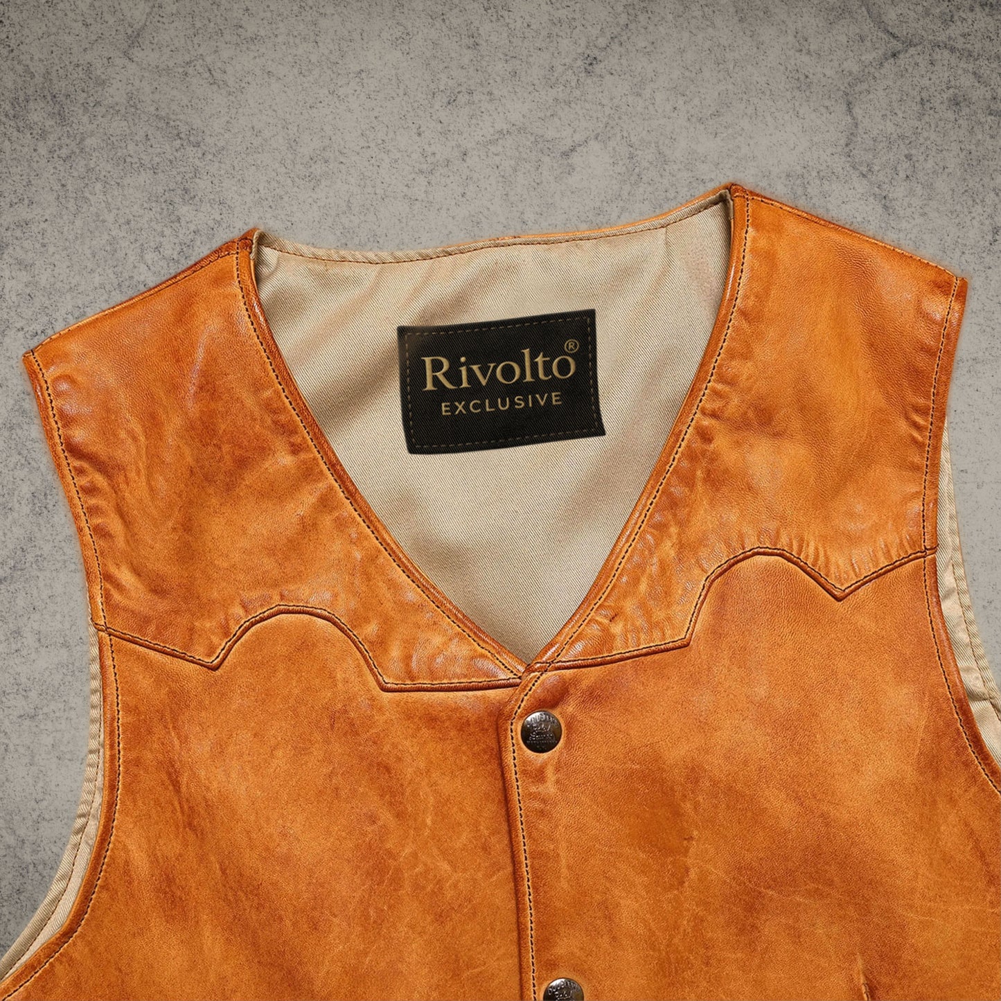 Tan Western Leather Motorcycle Vest