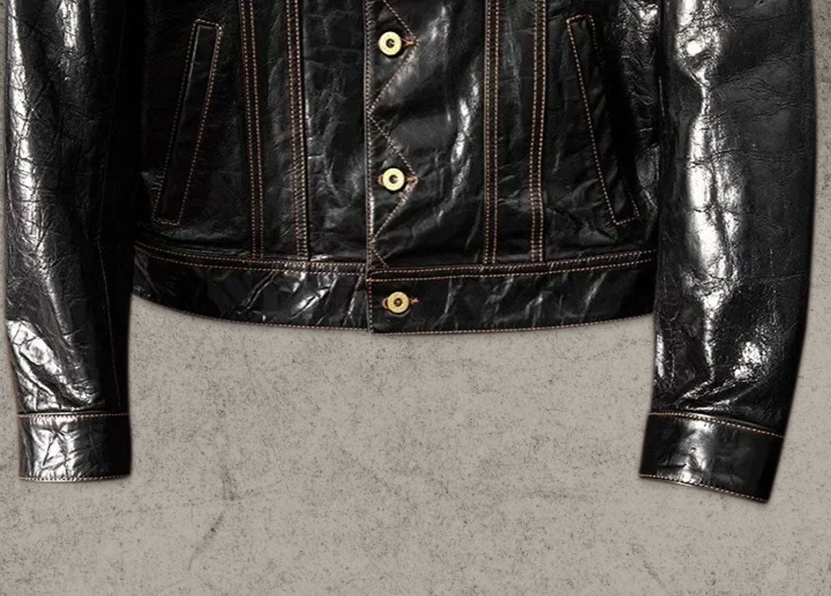 Vintage Black Biker Leather Jacket Shirt