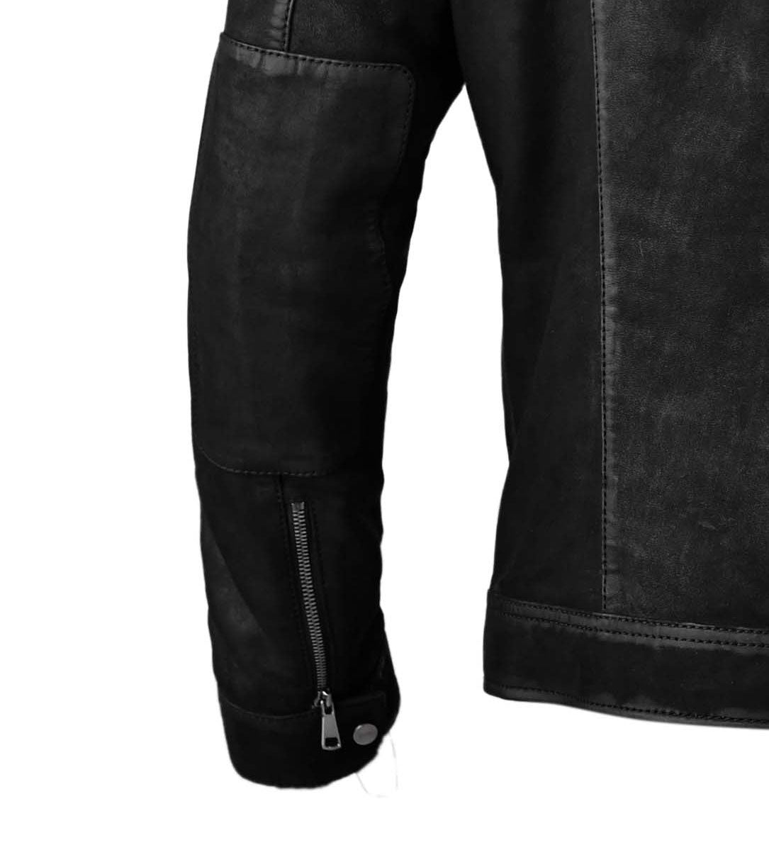Mens Trucker Black Suede Leather Jacket
