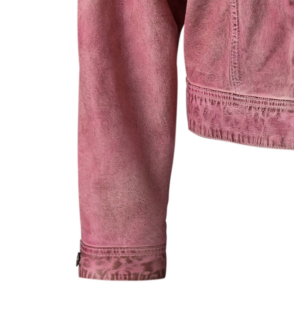Waxed Purple Fashion Leather Jacket For Womens