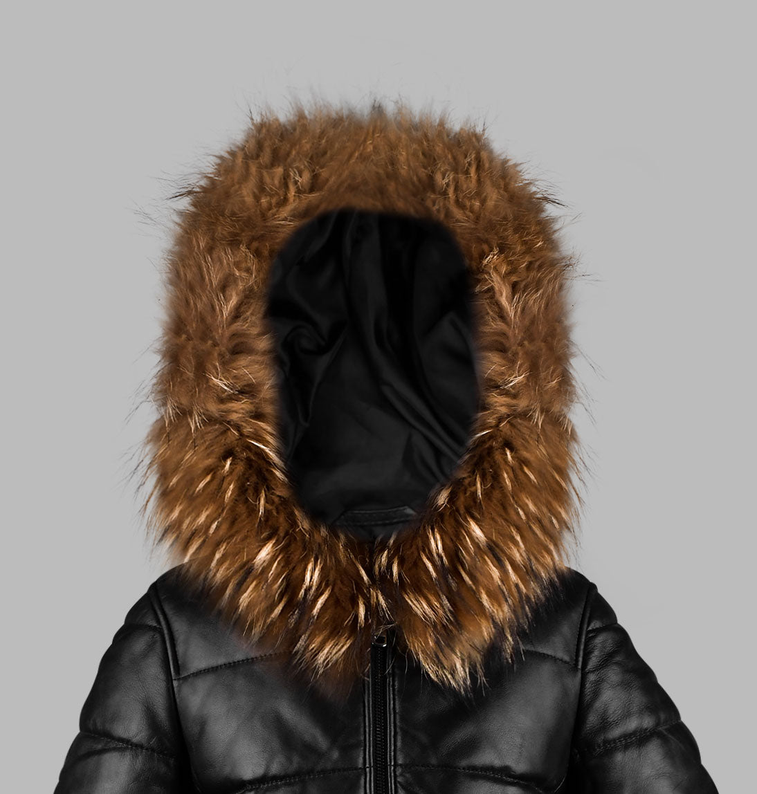 Frosted Hooded Leather Puffer Jacket - Winter Jacket