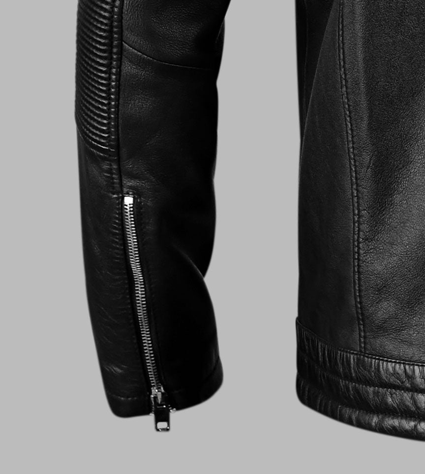 Quilted Black Leather Motorcycle Leather Jacket