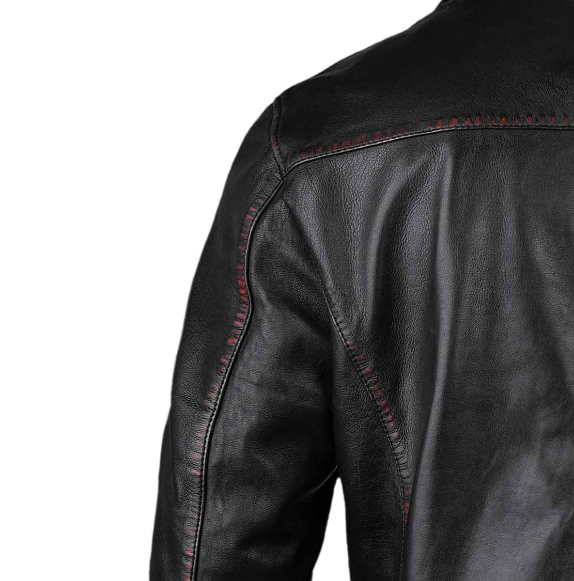 Waxed Biker Leather Jacket For Mens