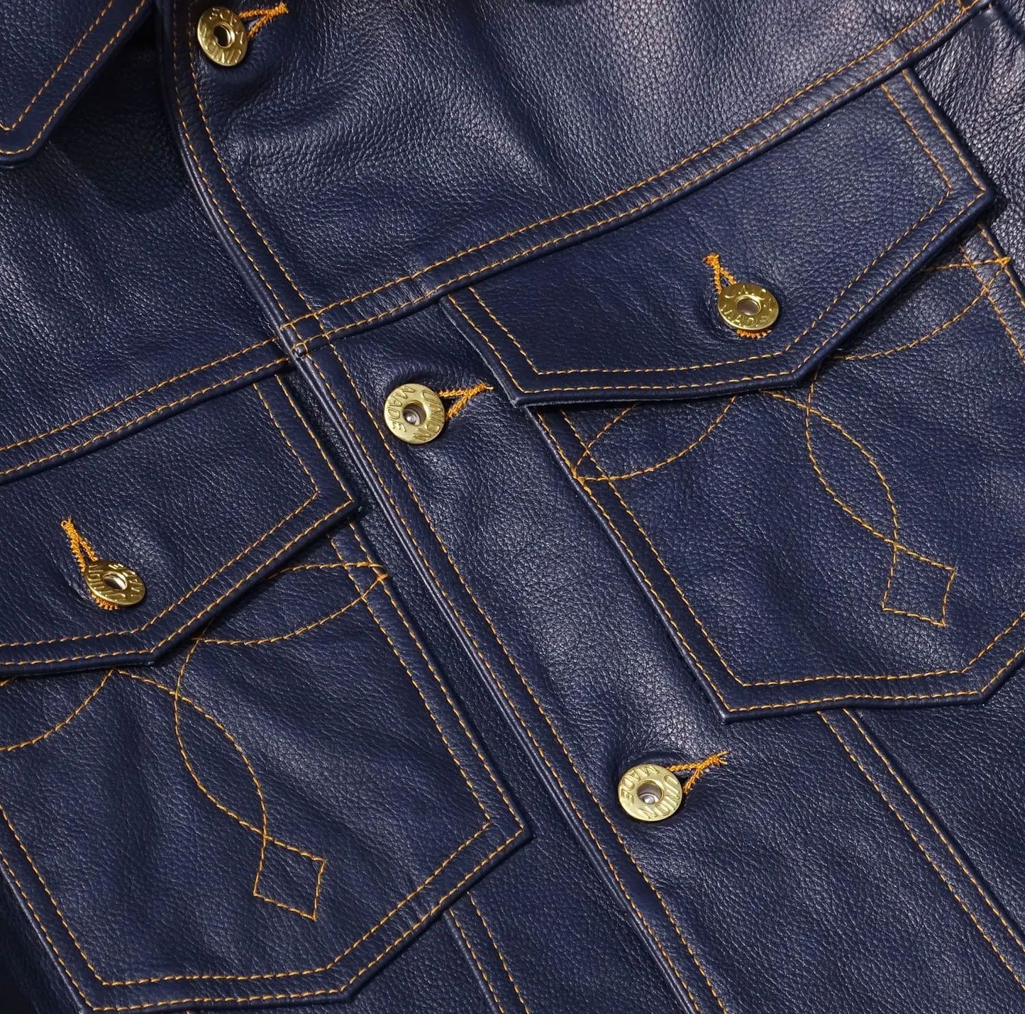 Vintage Blue Leather Biker Jacket Shirt