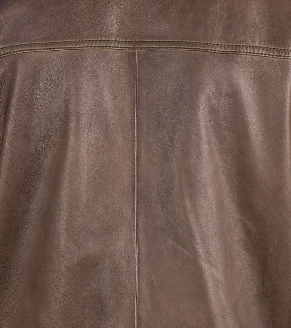 Brown Leather Bomber Jacket For Men