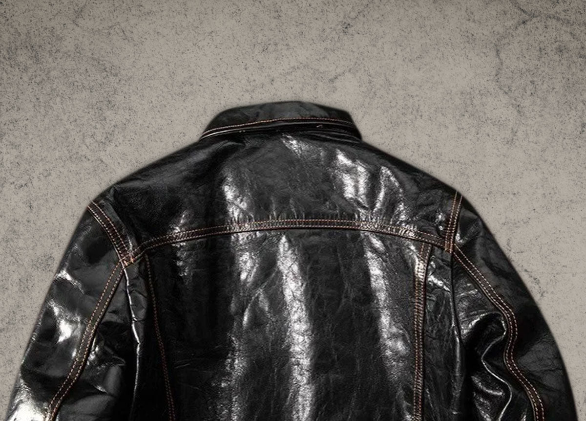 Vintage Black Biker Leather Jacket Shirt