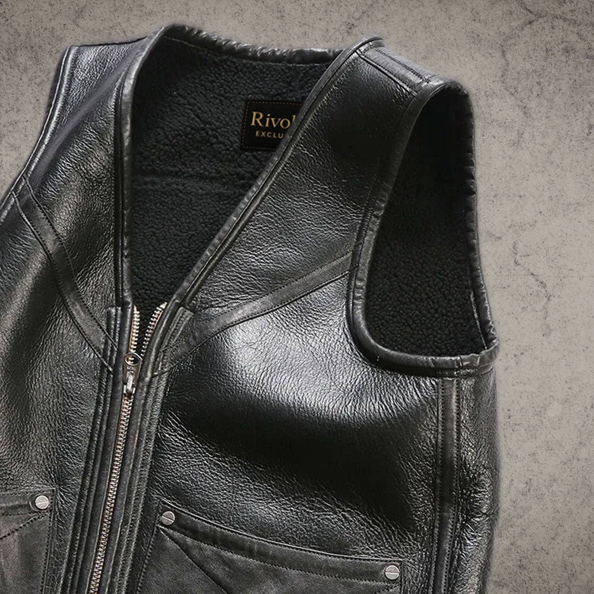 Black Leather Fashion Vest For Womens