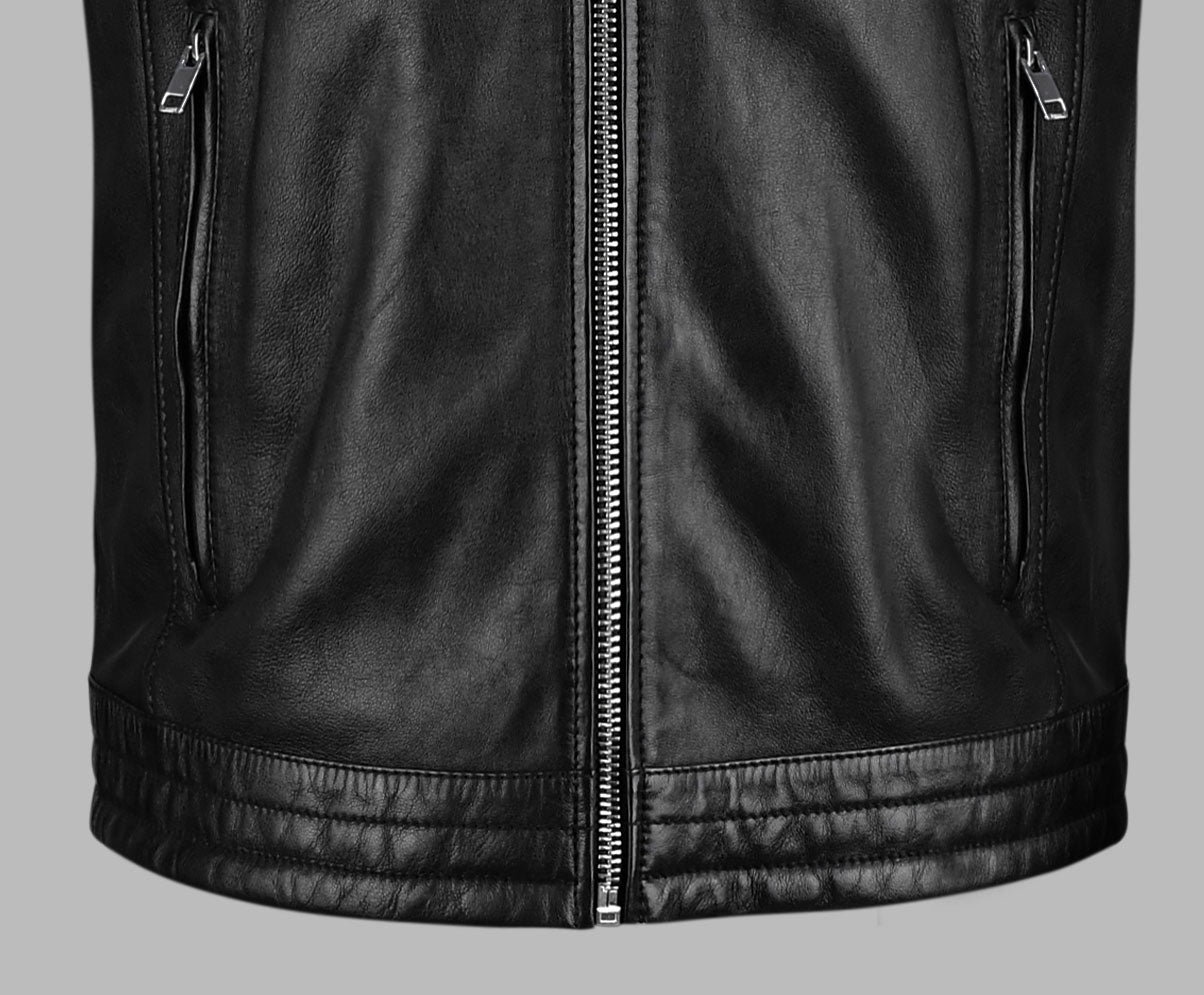 Quilted Black Leather Motorcycle Leather Jacket