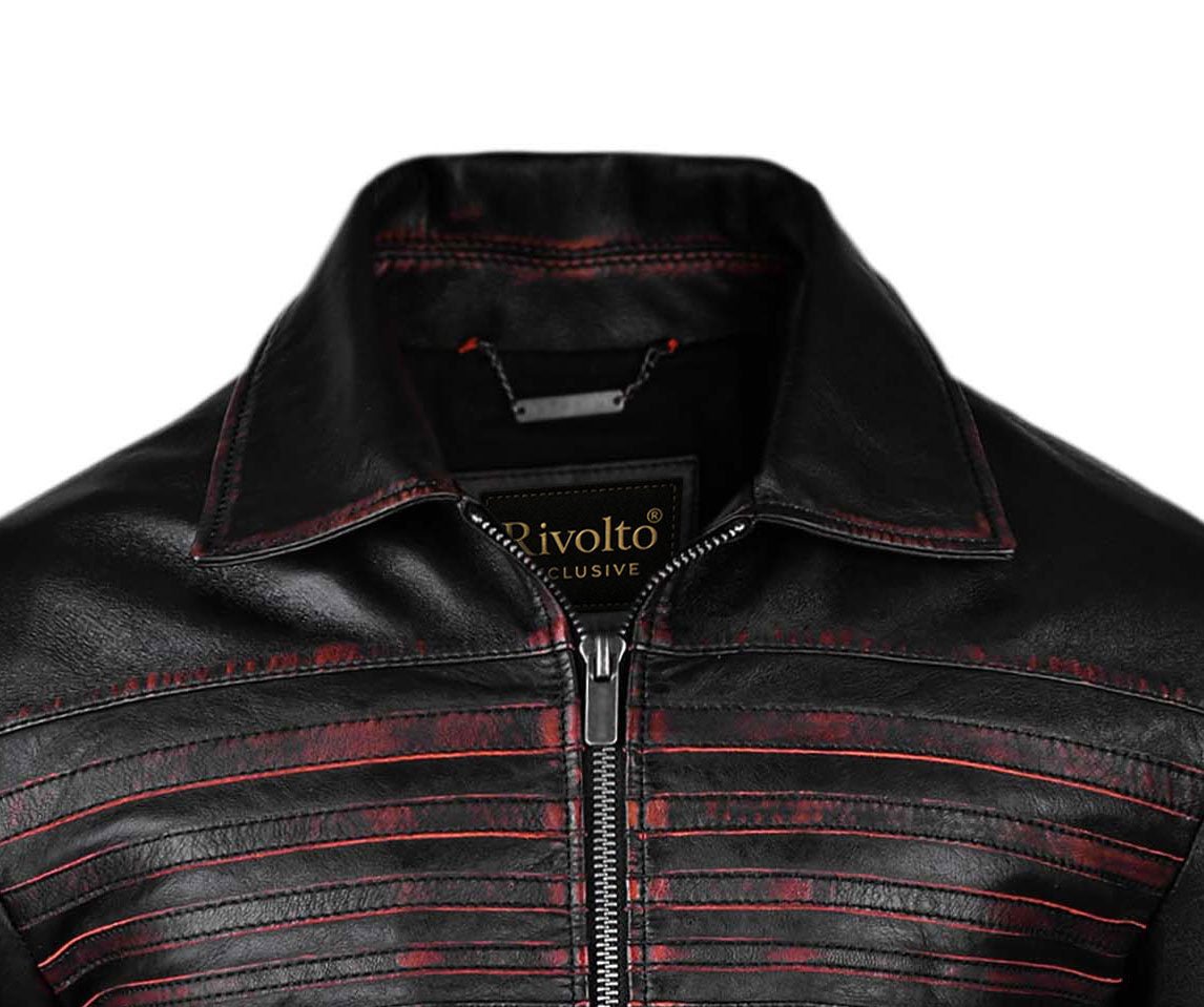 Waxed Biker Leather Jacket For Mens
