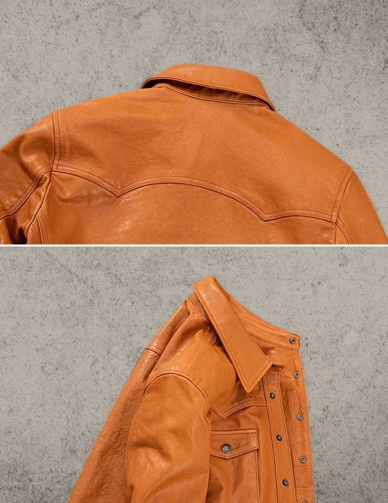 Vintage Brown Leather Jacket Shirt