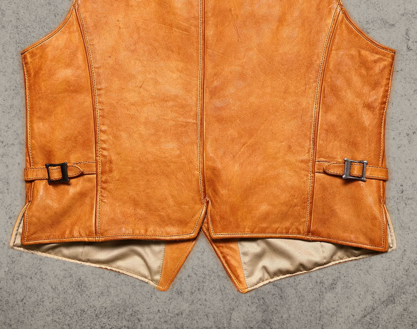 Tan Western Leather Motorcycle Vest