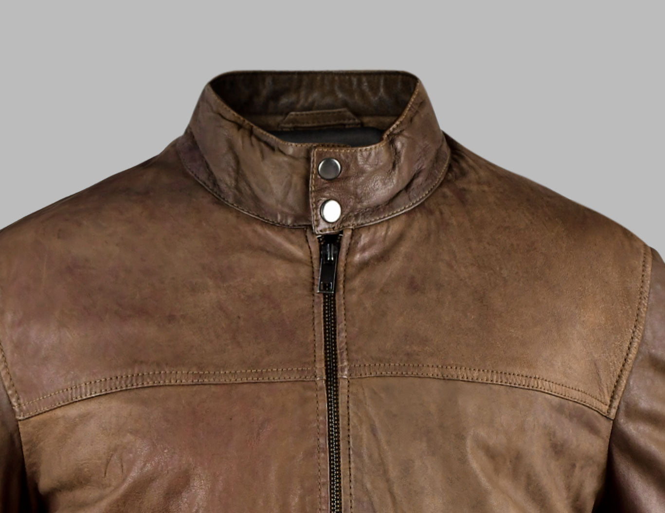 Brown Leather Bomber Motorcycle Jacket