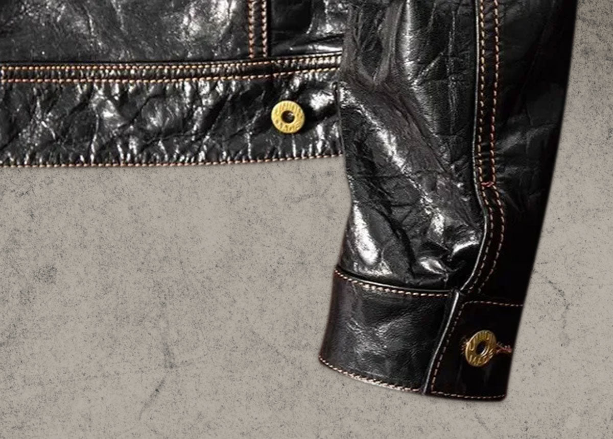 Vintage Black Biker Leather Jacket Shirt