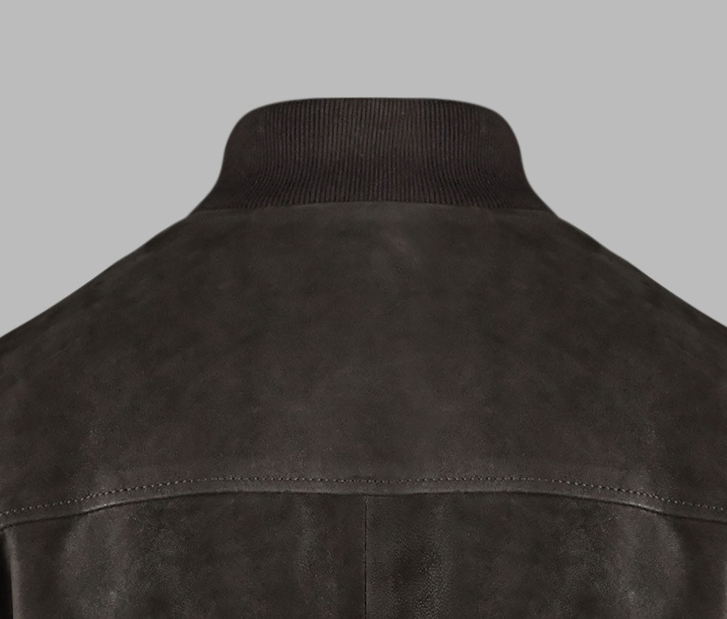Coffee Brown Suede Leather Jacket For Men