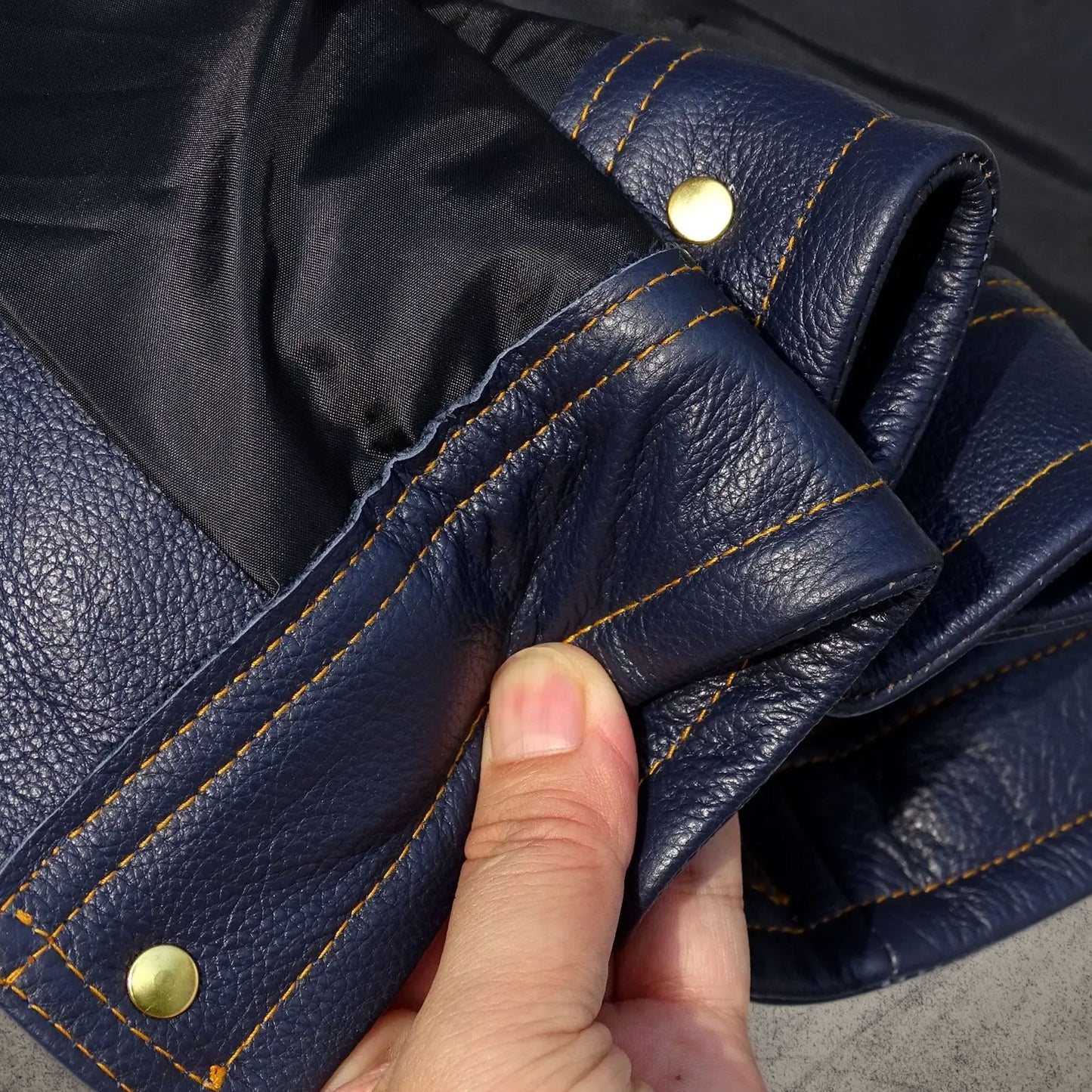 Vintage Blue Leather Biker Jacket Shirt