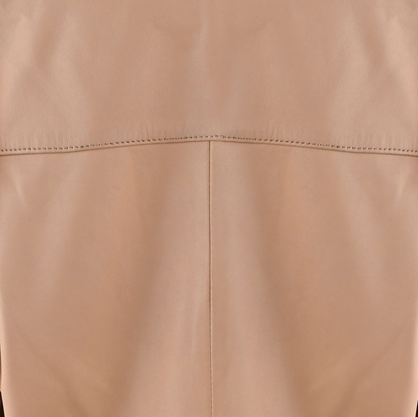 Beige Women Classic Biker Leather Jacket
