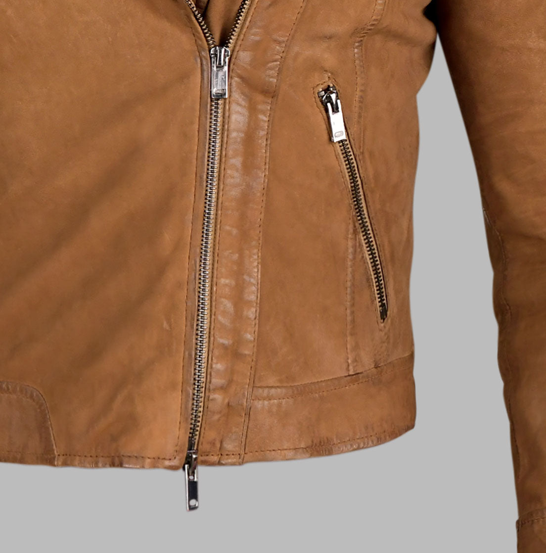 Light Tan Leather Jacket - Biker Jacket For Mens