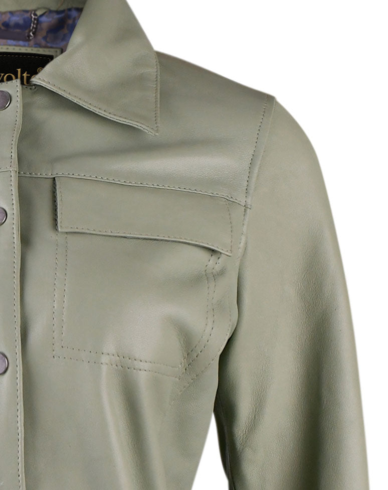 Women Spanish Gray Biker Leather Jacket