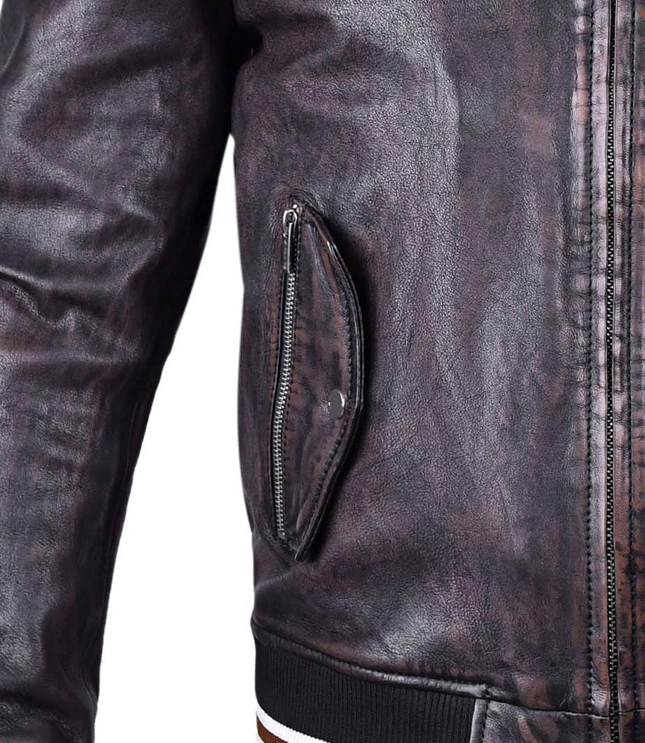 Mens Aviator Bomber Leather Jacket