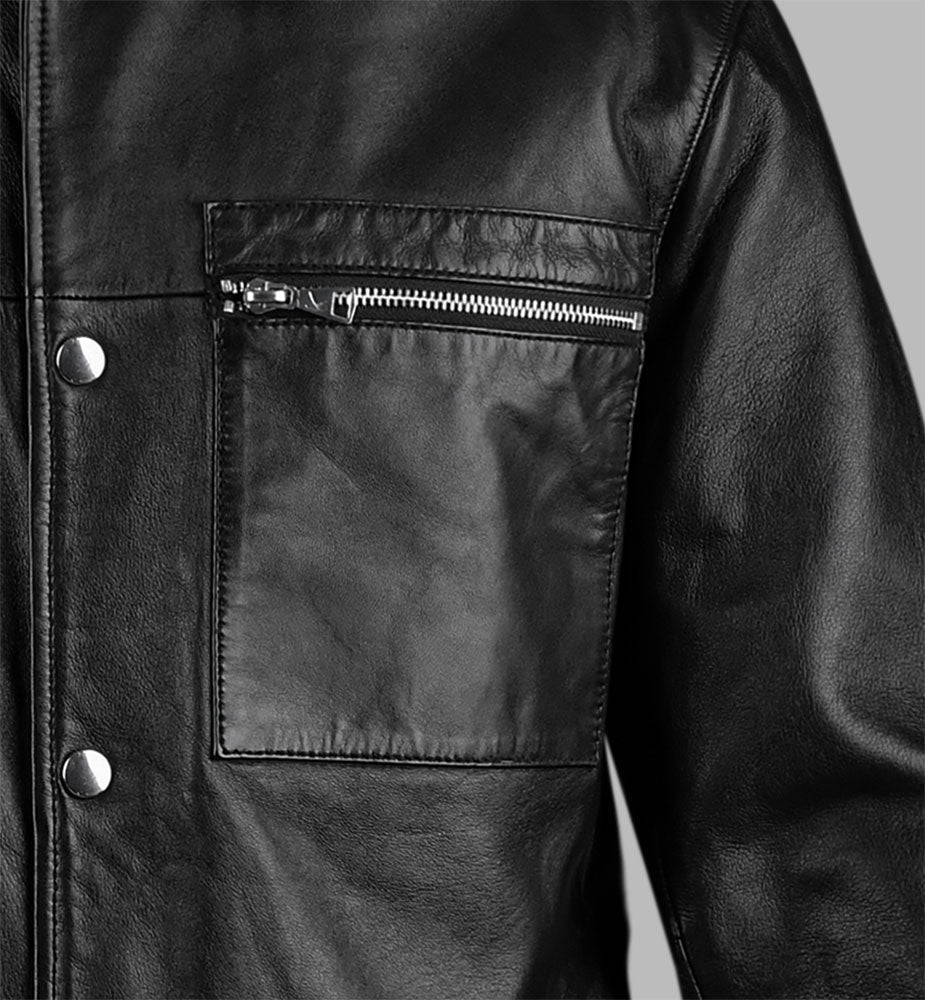Classic Black Leather Shirt For Men