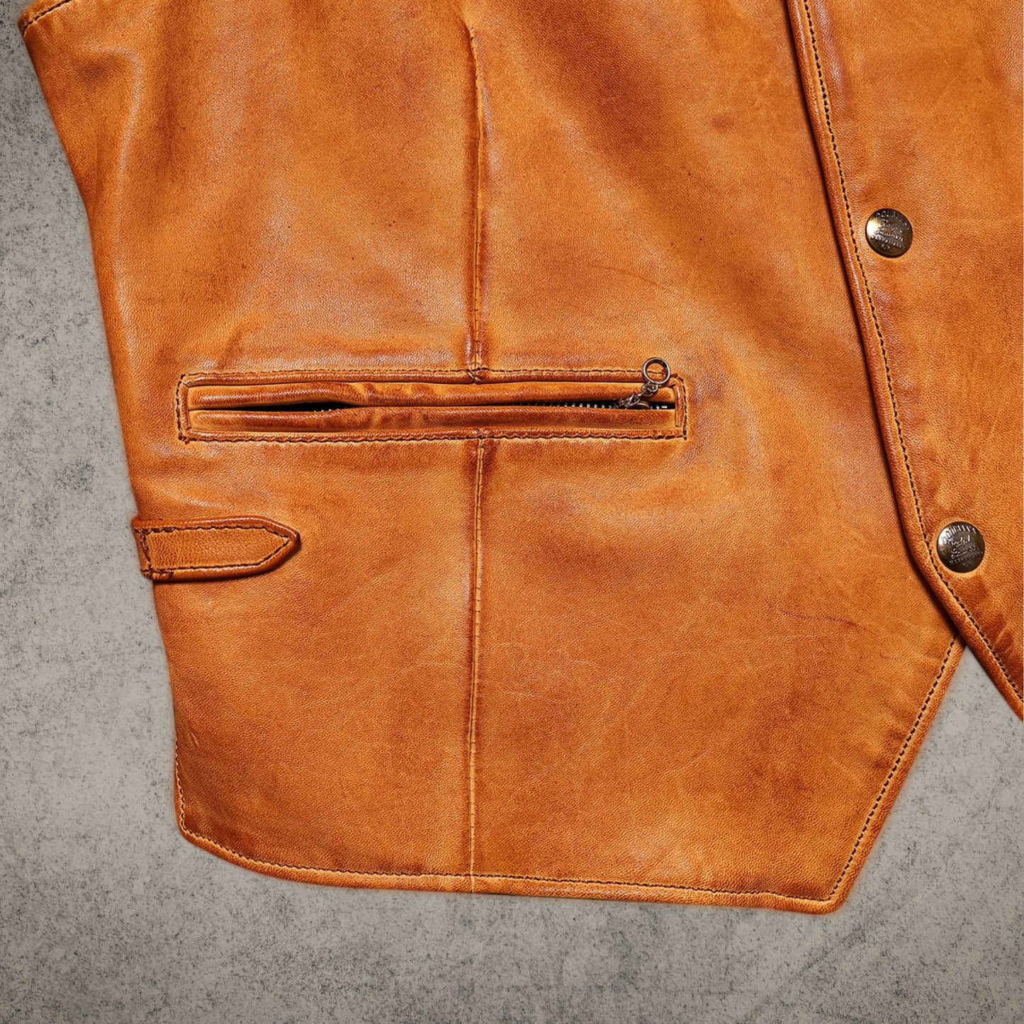 Tan Western Leather Motorcycle Vest