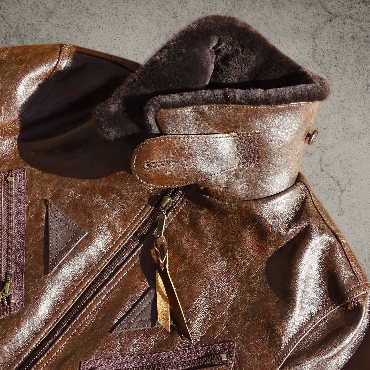 Brown Leather Aviator Jacket Mens
