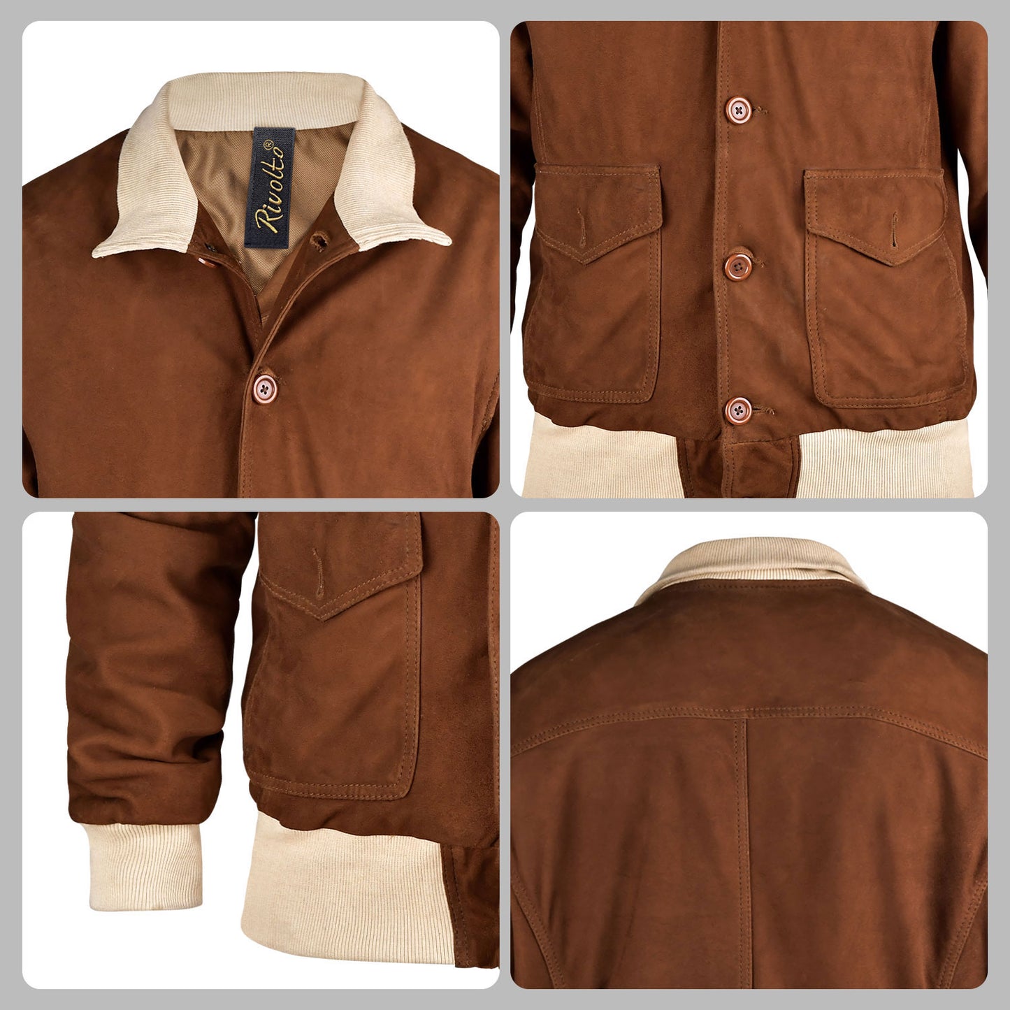 Brown Suede Bomber Jacket