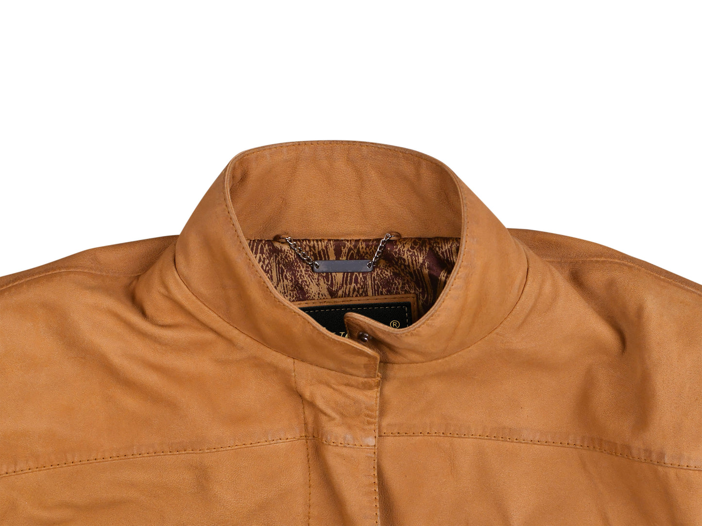 Tan Brown Leather Trench Coat For Women