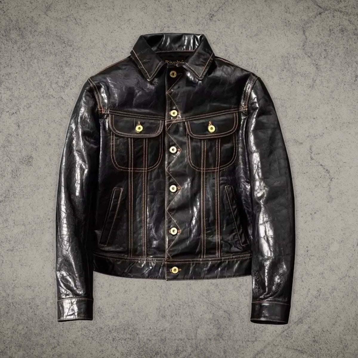 Vintage Black Biker Leather Jacket Shirt