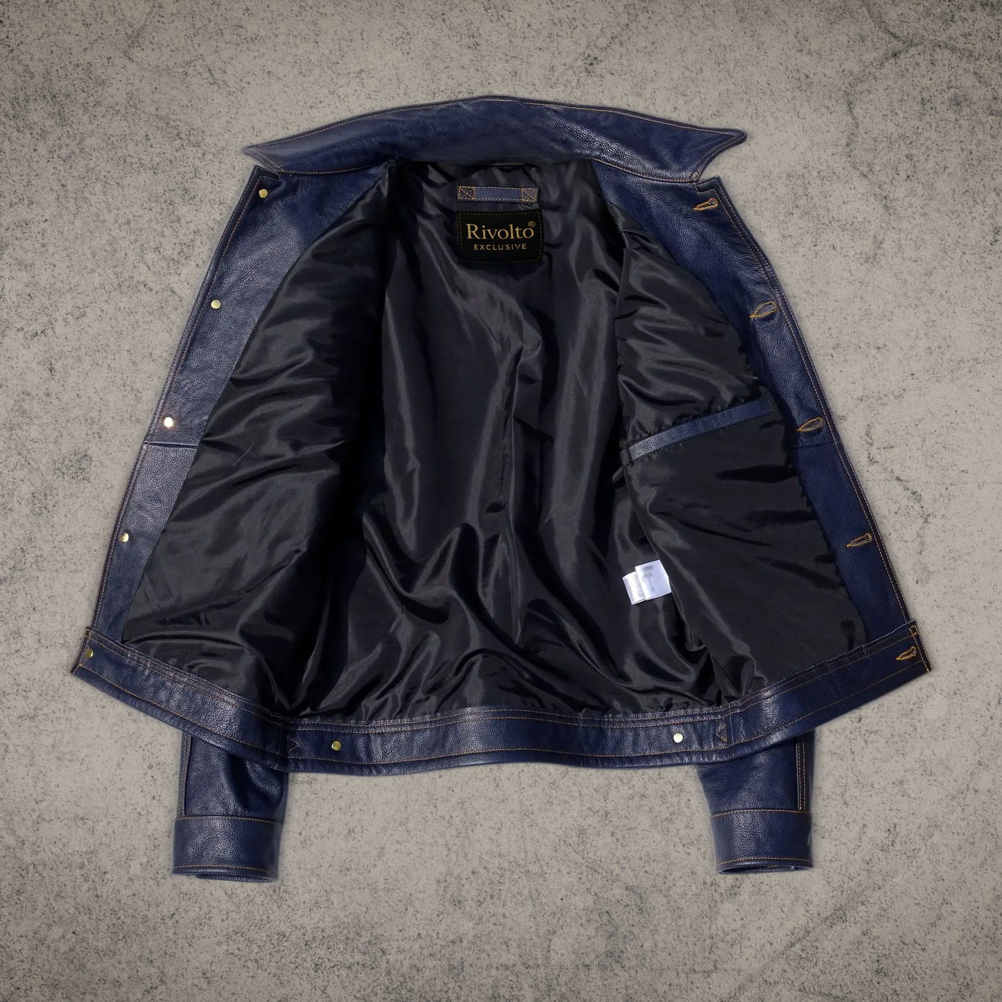 Vintage Blue Leather Biker Jacket Shirt
