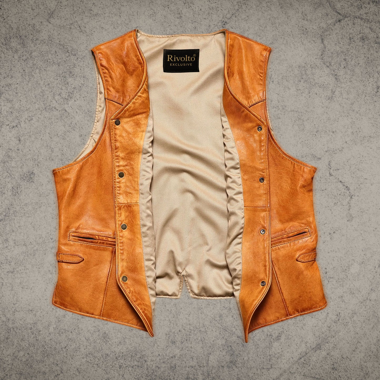 Tan Western Leather Motorcycle Vest