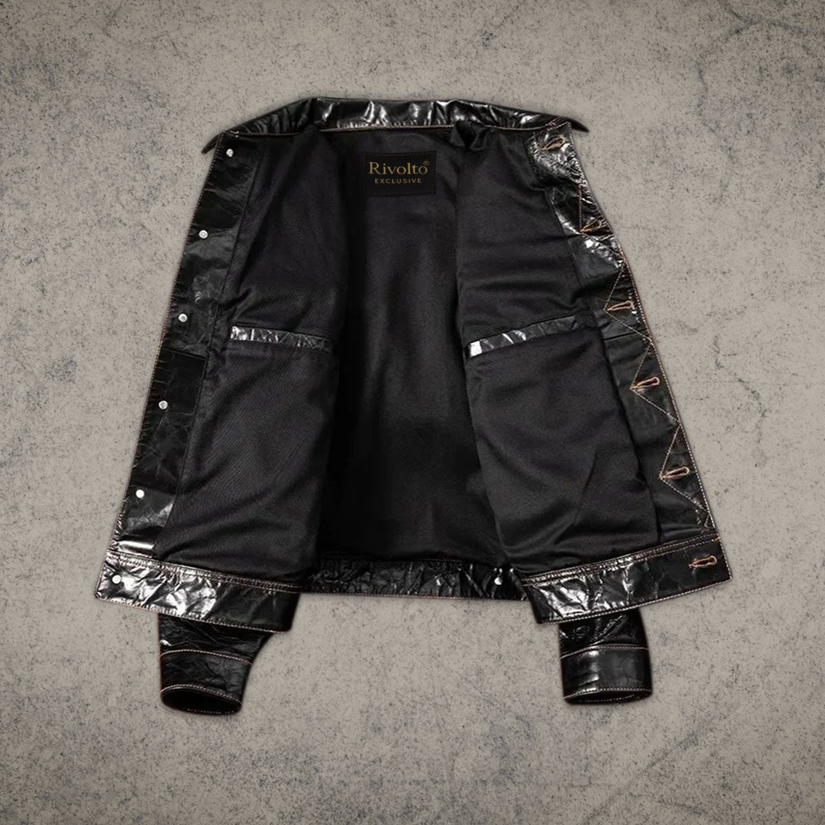 Vintage Black Biker Leather Jacket Shirt