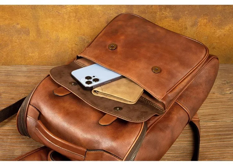Vegetable Tanned Cowhide Luxury Leather Backpack