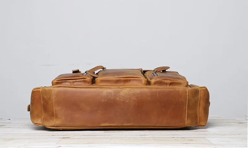 Large Capacity Crazy Horse Leather Business Briefcase