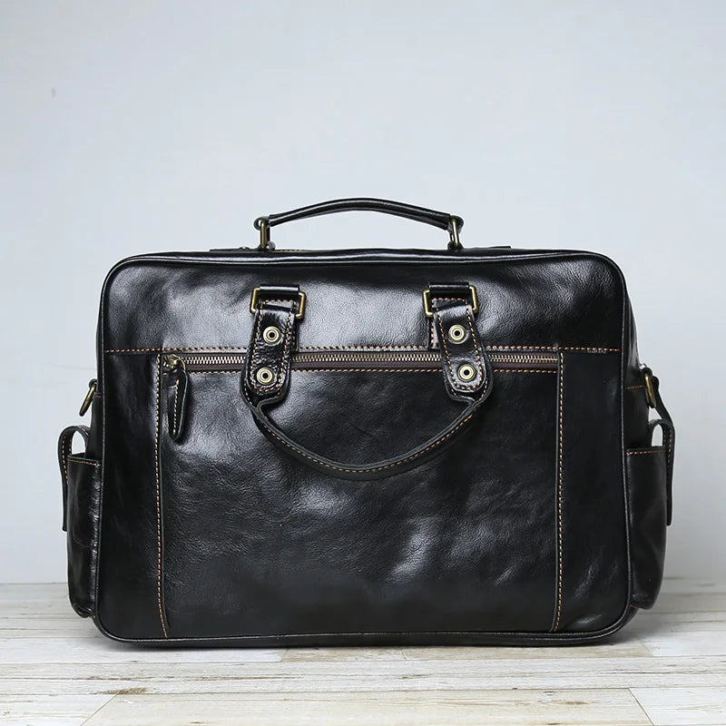 Large Capacity Crazy Horse Leather Business Briefcase