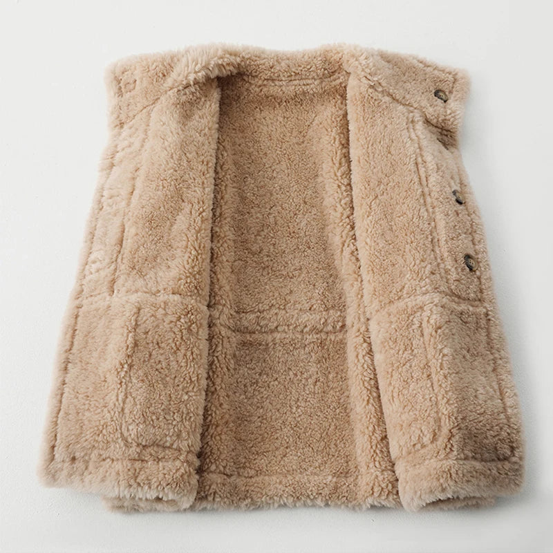 Tan Brown Genuine Leather Jacket With Faux Fur