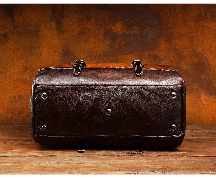 Top Layer Mens Vintage Leather Duffle Bag