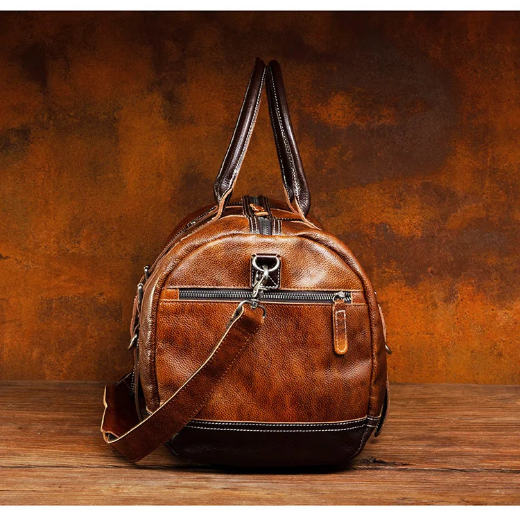Top Layer Mens Vintage Leather Duffle Bag
