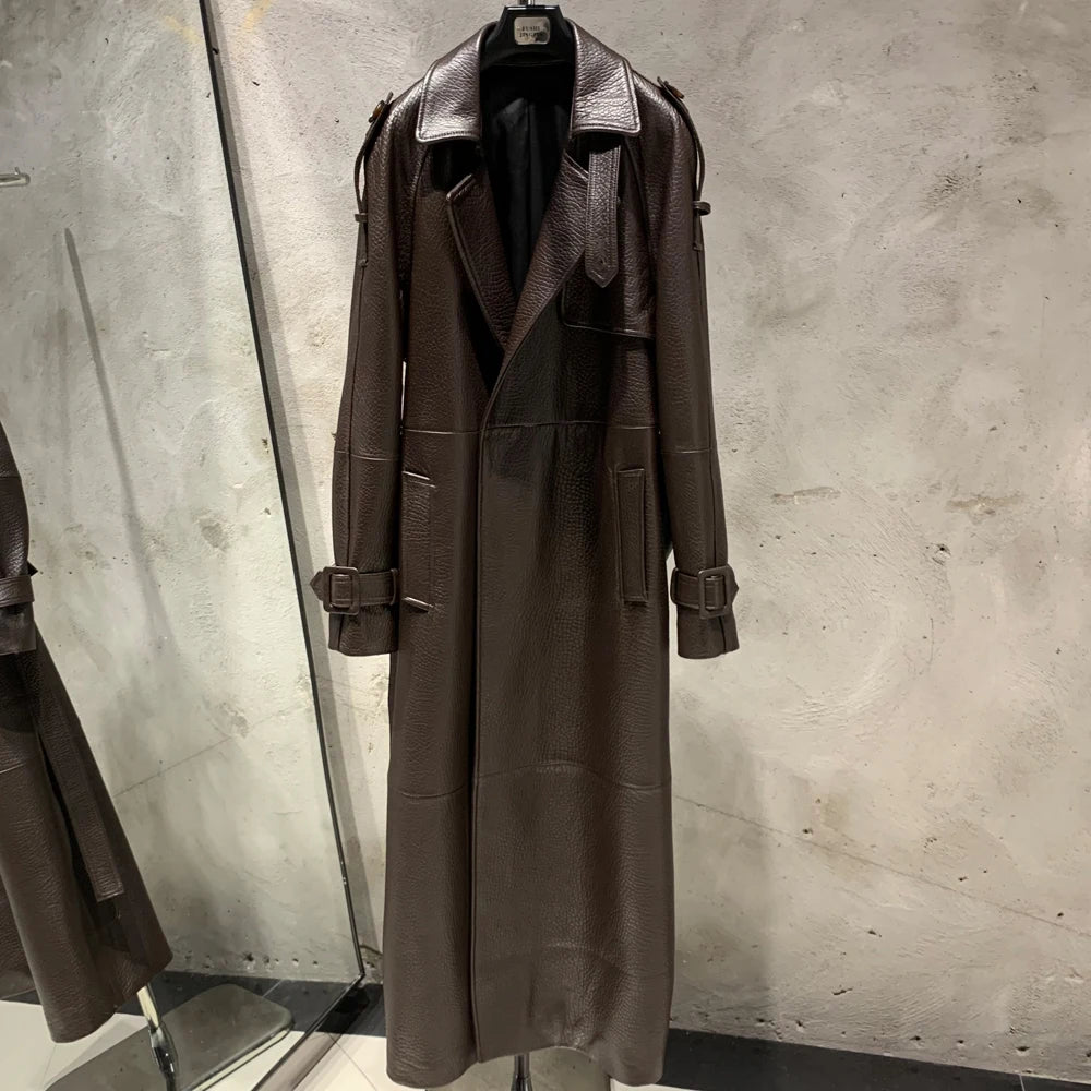 Long Genuine Leather Coat For Women