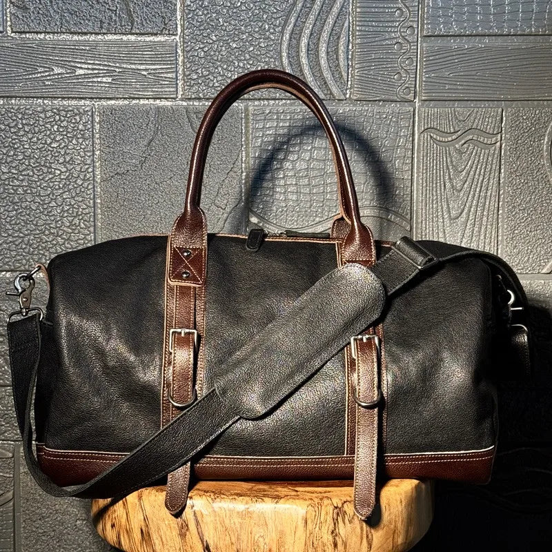 Top Layer Mens Vintage Leather Duffle Bag