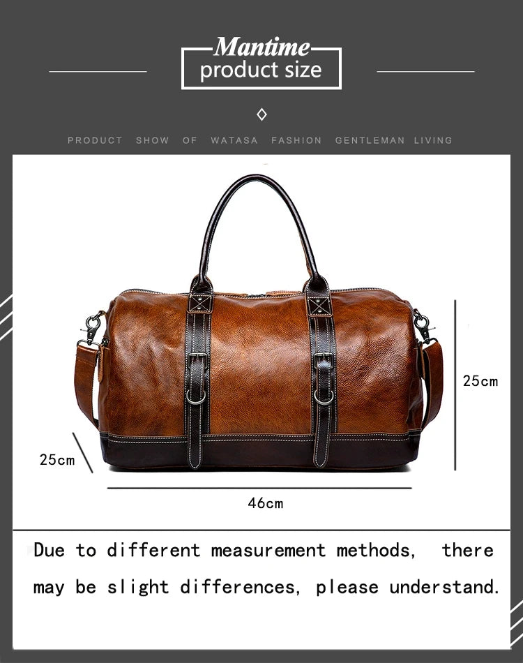 Top Layer Mens Vintage Leather Duffle Bag
